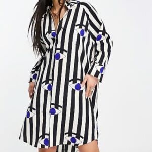 NWOT ASOS Monki Mini Shirt Dress in Eye Stripe Pattern